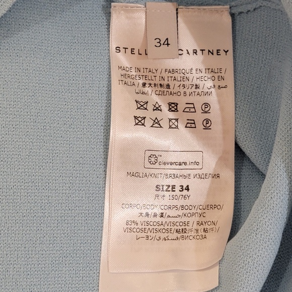 Stella McCartney Knit Short Sleeve Shirt Top Size EU 34 Blue High Low NWT NEW - Picture 7 of 15